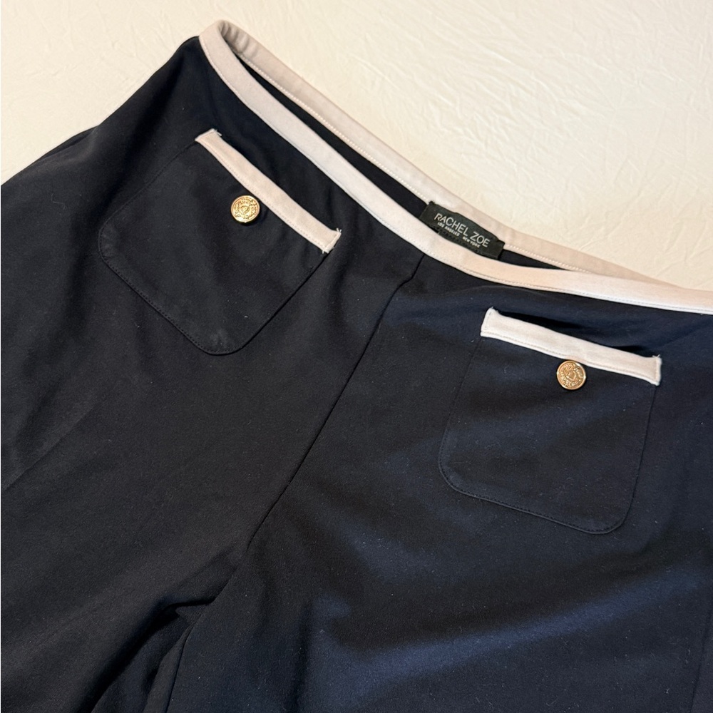 Rachel Zoe Black Pants with Cream Waistband